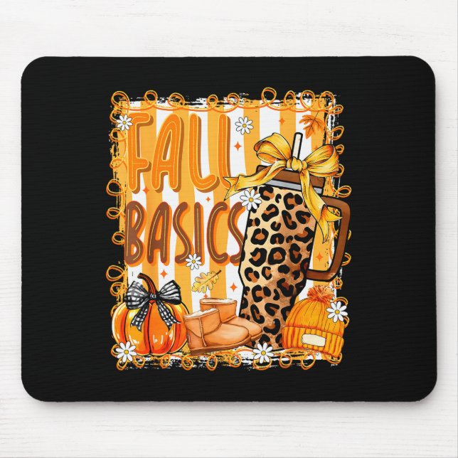 Tapis De Souris Preppy Fall Basics Coquette Bow Pumpkin Autumn Wom (Devant)