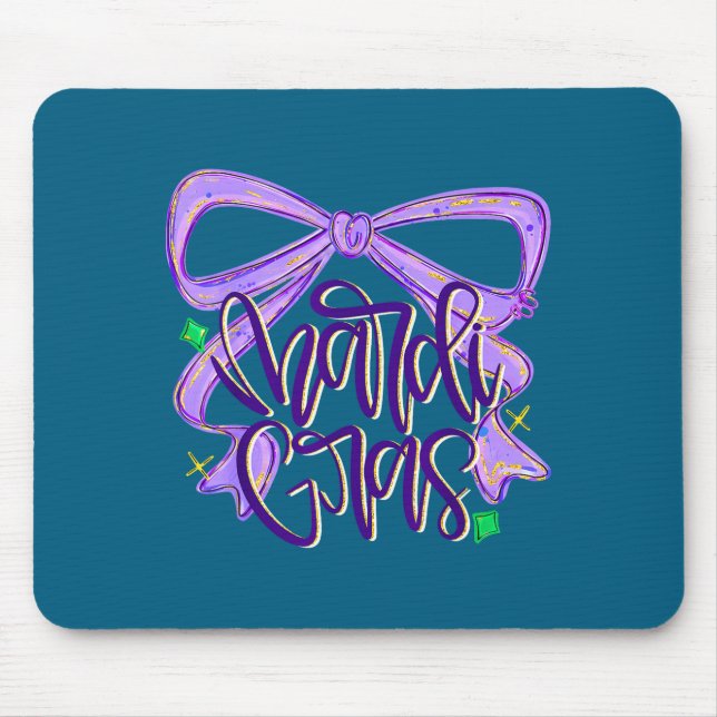 Tapis De Souris Preppy Fat Tuesday Mardi Gras Coquette Bow Women G (Devant)
