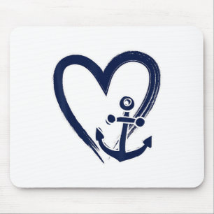 Tapis De Souris Preppy Nautical Ancres navigateurs Bateaux et Yach