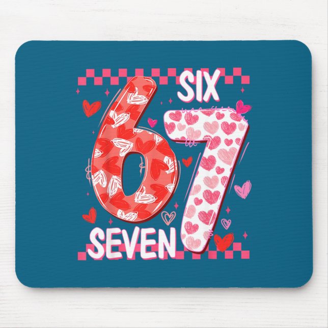 Tapis De Souris Preppy Retro Coquette Bow 6 7 Six Seven Love Valen (Devant)