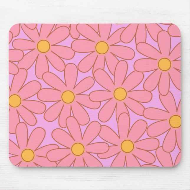 Tapis De Souris Preppy rose violet Floral simple Motif de fleurs (Devant)