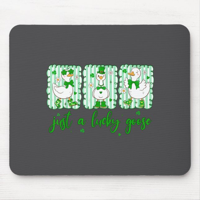 Tapis De Souris Preppy St Patrick's Day Just A Lucky Goose Leprech (Devant)