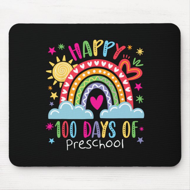 Tapis De Souris Preschool Teacher Girls Kids Rainbow 100 Days Of S (Devant)