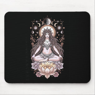 Tapis De Souris Prêtresse de méditation Lotus Lunaire Phases de la