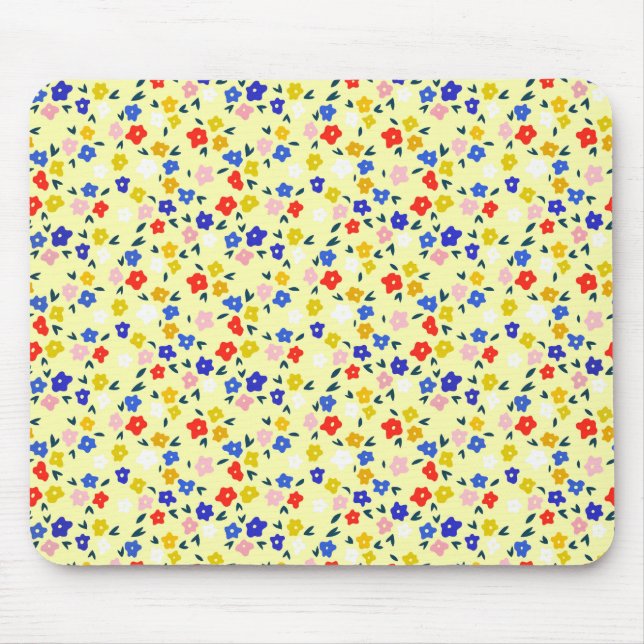 Tapis De Souris Pretty Dainty Cute Floral on Pastel Yellow (Devant)