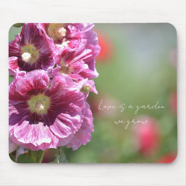 Tapis De Souris Pretty Pink Hollyhock Flowers Photography   (Devant)