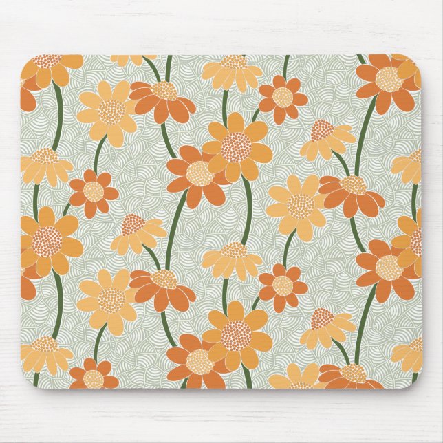 Tapis De Souris Pretty retro muted 1970 s flowers (Devant)