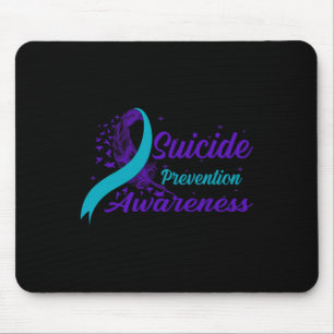 Tapis De Souris Prévention du suicide au sémicolon à ruban turquoi