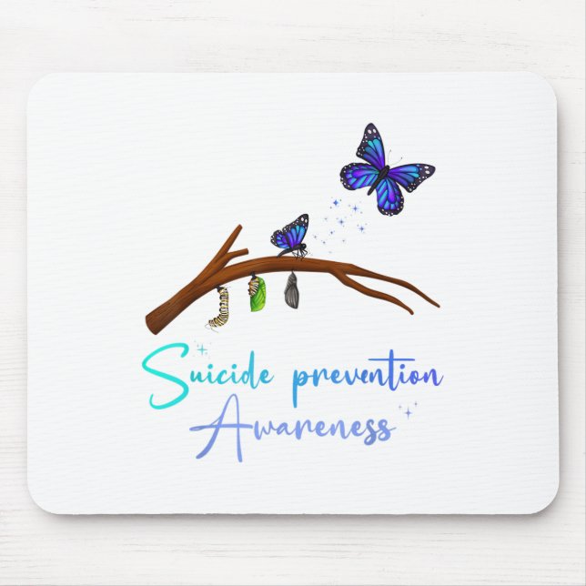 Tapis De Souris Prévention du suicide Sensibilisation Papillon coc (Devant)