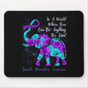 Tapis De Souris Prévention du suicide Sensibilisation Turquoise Fl