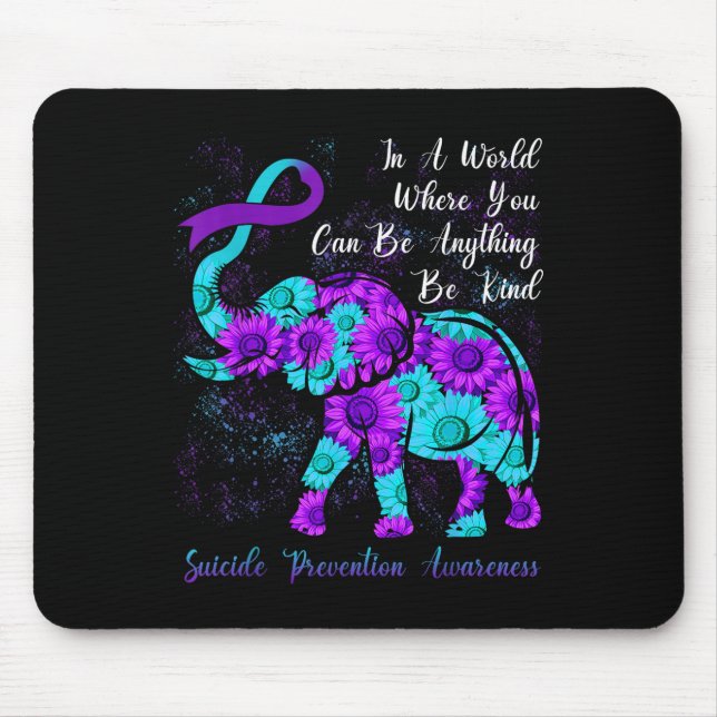 Tapis De Souris Prévention du suicide Sensibilisation Turquoise Fl (Devant)