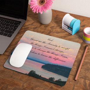 Tapis De Souris Prière de sérénité Couché de soleil sur une mer ro