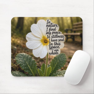 Tapis De Souris Primevère blanche avec citation inspirante