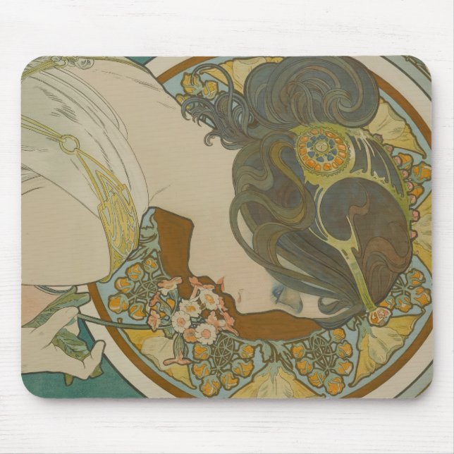 Tapis De Souris Primrose par Alphonse Mucha (1899) (Devant)