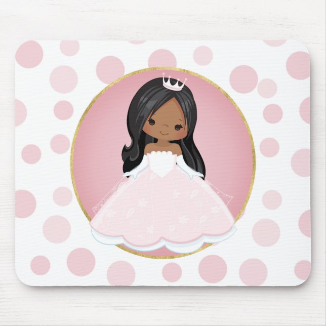 Tapis De Souris Princesse afro-américaine rose (Devant)