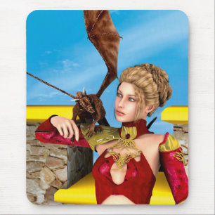 Tapis De Souris Princesse Dragon Fantastique Art Numérique