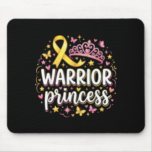 Tapis De Souris Princesse guerrière ruban jaune cancer de l'enfant