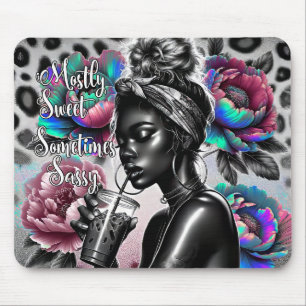 Tapis De Souris Principalement sucré Parfois Sassy Black Melanin F