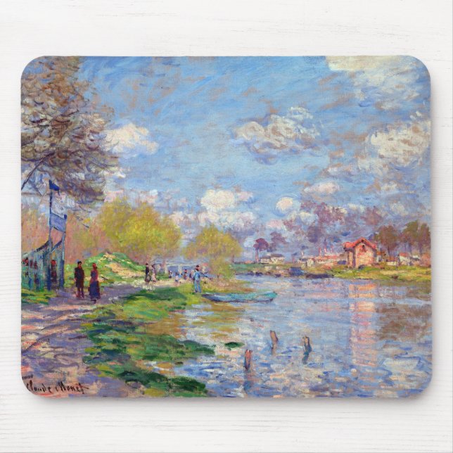 Tapis De Souris Printemps de Claude Monet au bord de la Seine (Devant)