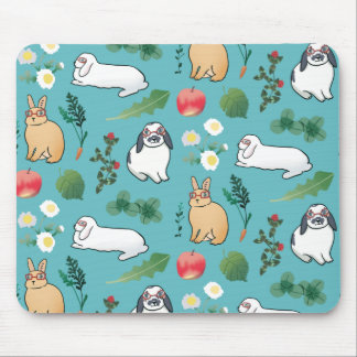 Tapis De Souris Printemps Été Lapin Lapin Lapin Végétal Botanique