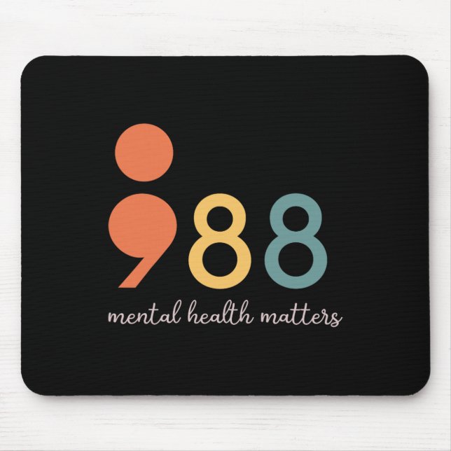 Tapis De Souris Problèmes de santé mentale 988 Semicolon Préventio (Devant)