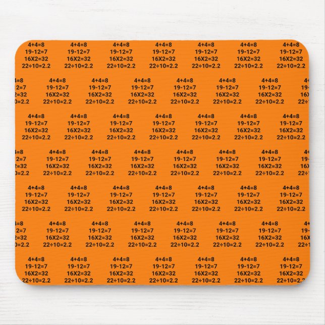 Tapis De Souris Problèmes mathématiques sur orange (Devant)
