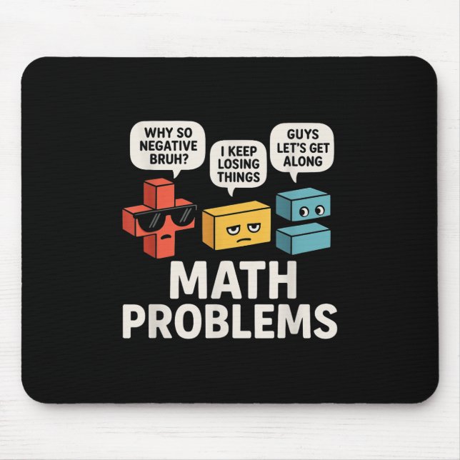 Tapis De Souris Problèmes Mathématiques Symboles Drôle Enseignant  (Devant)
