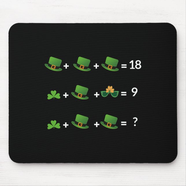 Tapis De Souris Prof de maths équation drôle St Patrick journee  (Devant)