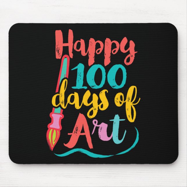 Tapis De Souris Professeur d'art 100 jours d'école - 100 jours d'a (Devant)