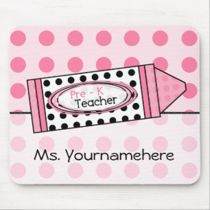 Tapis De Souris Professeur rose Mousepad de Pre-K de crayon de