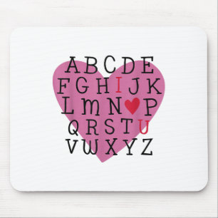 Tapis De Souris Professeur Valentine I Love U Alphabet I Love You