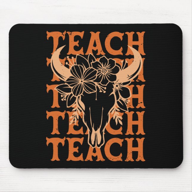 Tapis De Souris Professeur Western Boho Wild West Crâne de Taureau (Devant)