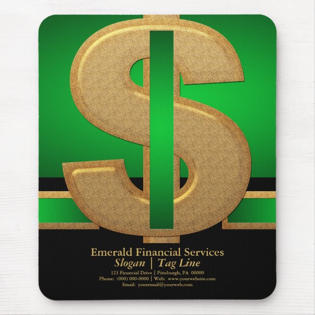 Tapis De Souris Professionnel Vert| Gold Dollar Financial Services (Devant)