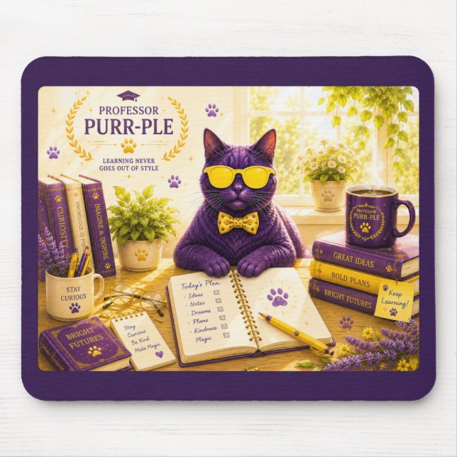 Tapis de souris Professor Purr-Ple™ (Devant)