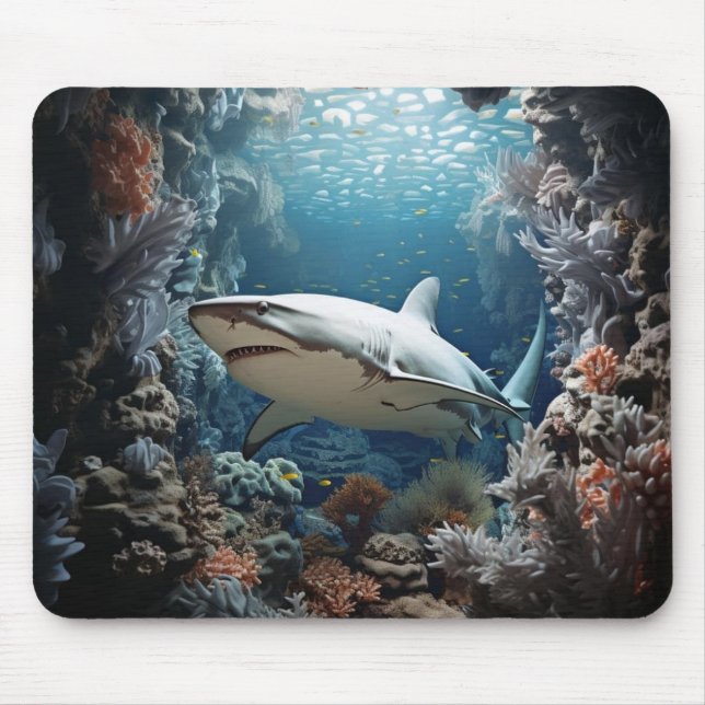 Tapis De Souris Profondeurs éthériques Requin 3D (Devant)