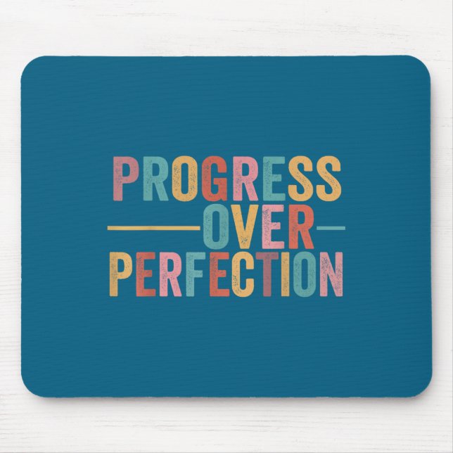 Tapis De Souris Progress Over Perfection Motivational Teacher Retr (Devant)