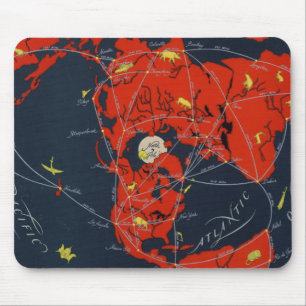 Tapis De Souris Projection mondiale des routes aériennes