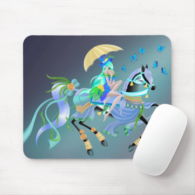 Tapis De Souris Promenade à cheval enchantée  (Avec souris)