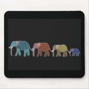 Tapis De Souris Promenade au néon d'éléphant africain