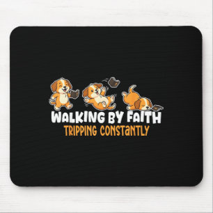 Tapis De Souris Promenade de chien chrétien par la foi Tripng cons