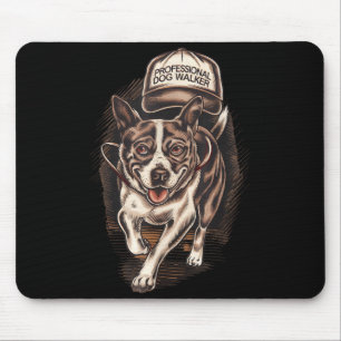 Tapis De Souris Promenade de Chien Professionnel de Chien Chapeau 