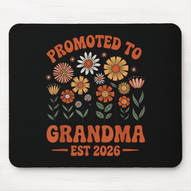 Tapis De Souris Promoted To Grandma 2026 Grandma 2026 Floral Retro (Devant)