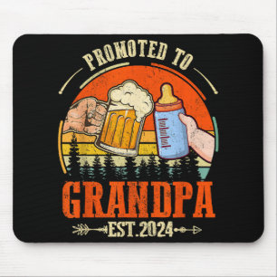 Tapis De Souris Promu à Grandpa Est 2024 Fête des pères Rétro Nouv