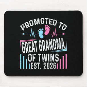 Tapis De Souris Promue Grand-mère de jumeaux Est 2026 Baby S