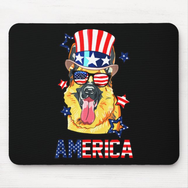 Tapis De Souris Propriétaire de chien berger allemand 4 juillet (Devant)