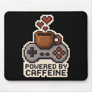Tapis De Souris Propulsé par Caffeine Pixel Art Joueur Amateur de 