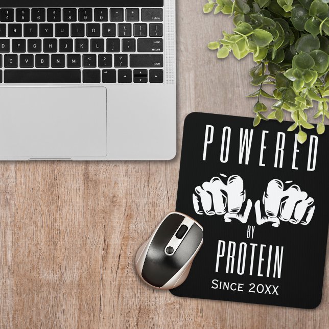 Tapis De Souris Propulsé Par Protein Stylish Black (Powered By Protein Mouse Pad with the date you began your Carnivore journey.)