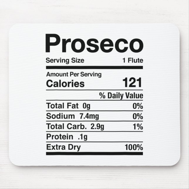 Tapis De Souris Proseco Nutrition Facts Thanksgiving Matching (Devant)