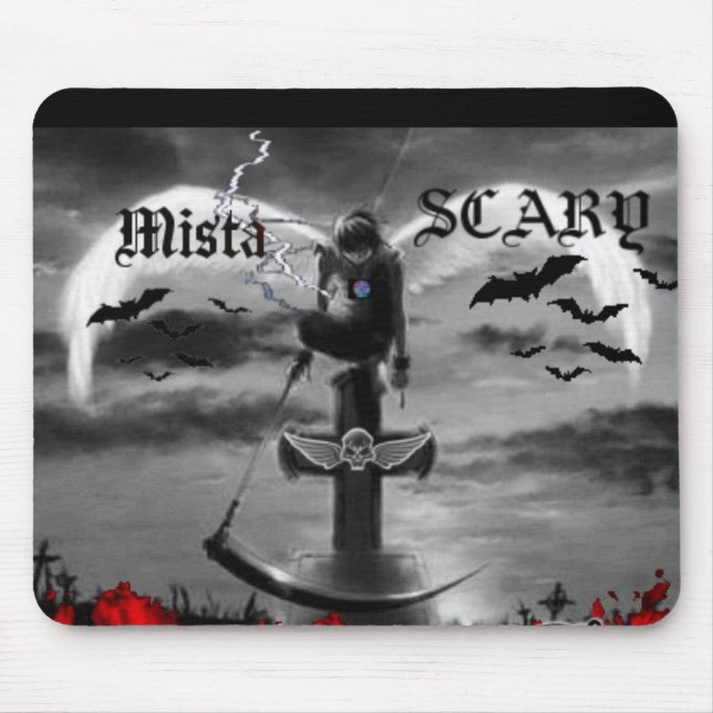 Tapis De Souris Protection de crâne de M.S. Logo Wing de croix (Devant)