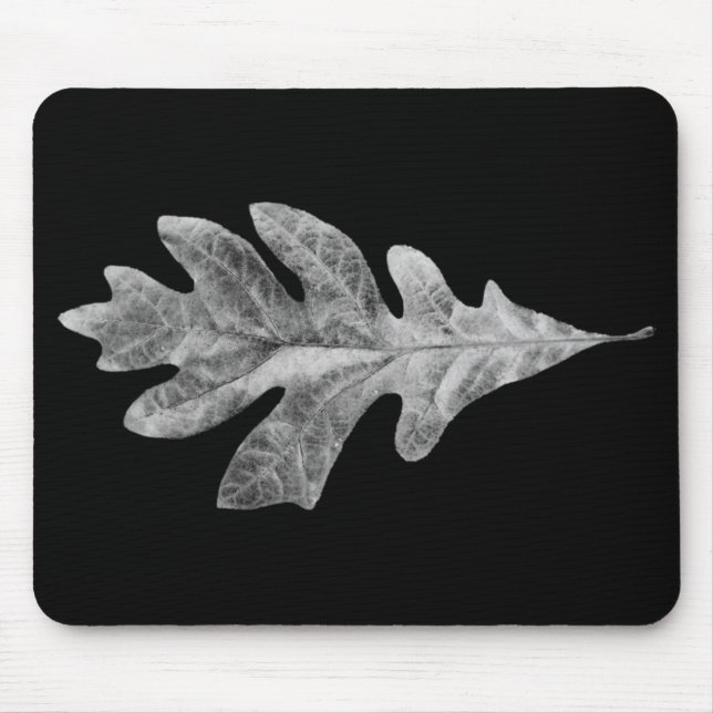 Tapis De Souris Protection noire et blanche de feuille de chêne (Devant)